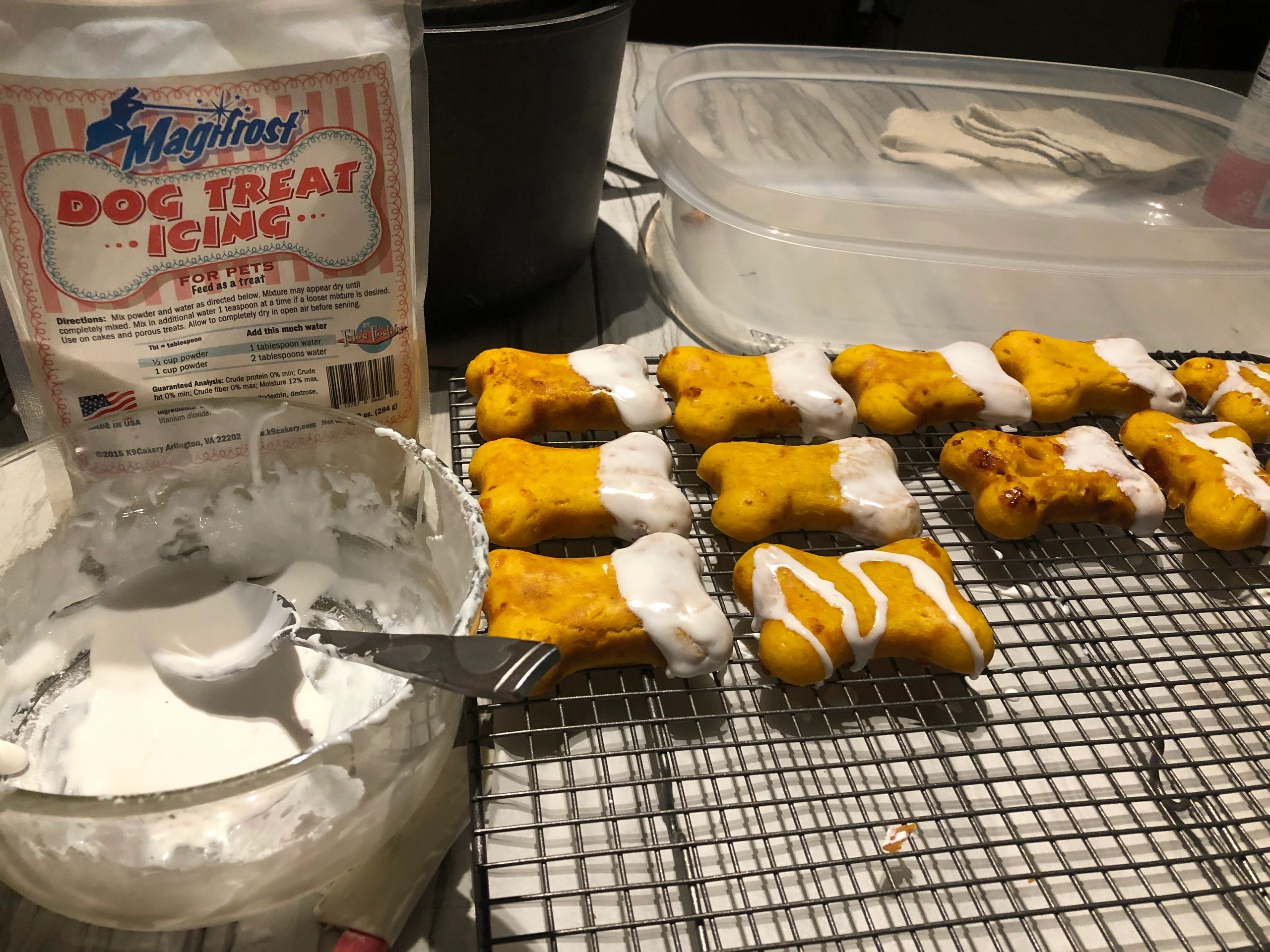 Homemade iced dog biscuits
