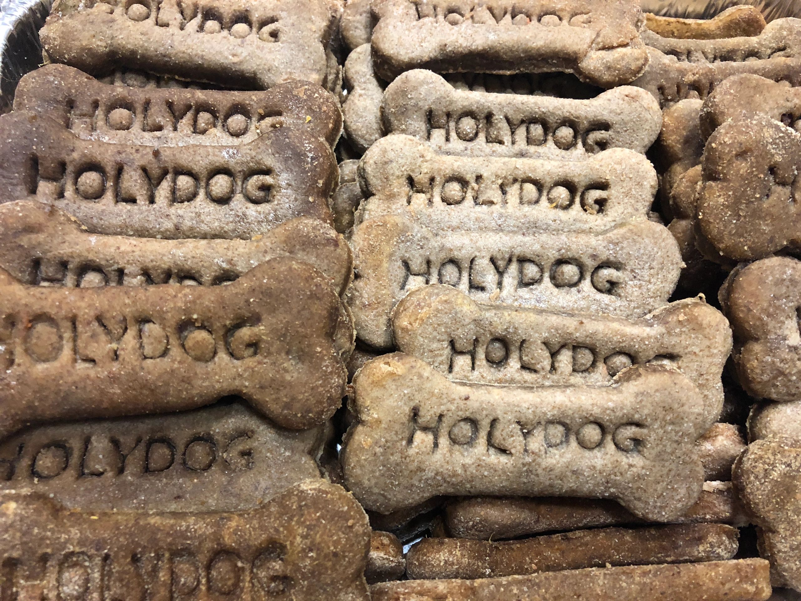 Assorted Holydog biscuits stacked